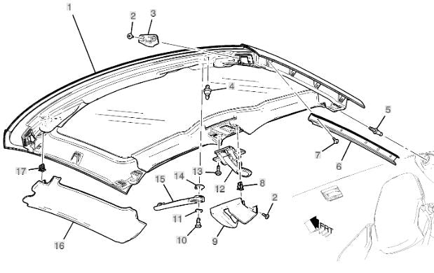 C8 Corvette RH Roof Interior Side Trim Panel/ Suede 3LT GM#84746969