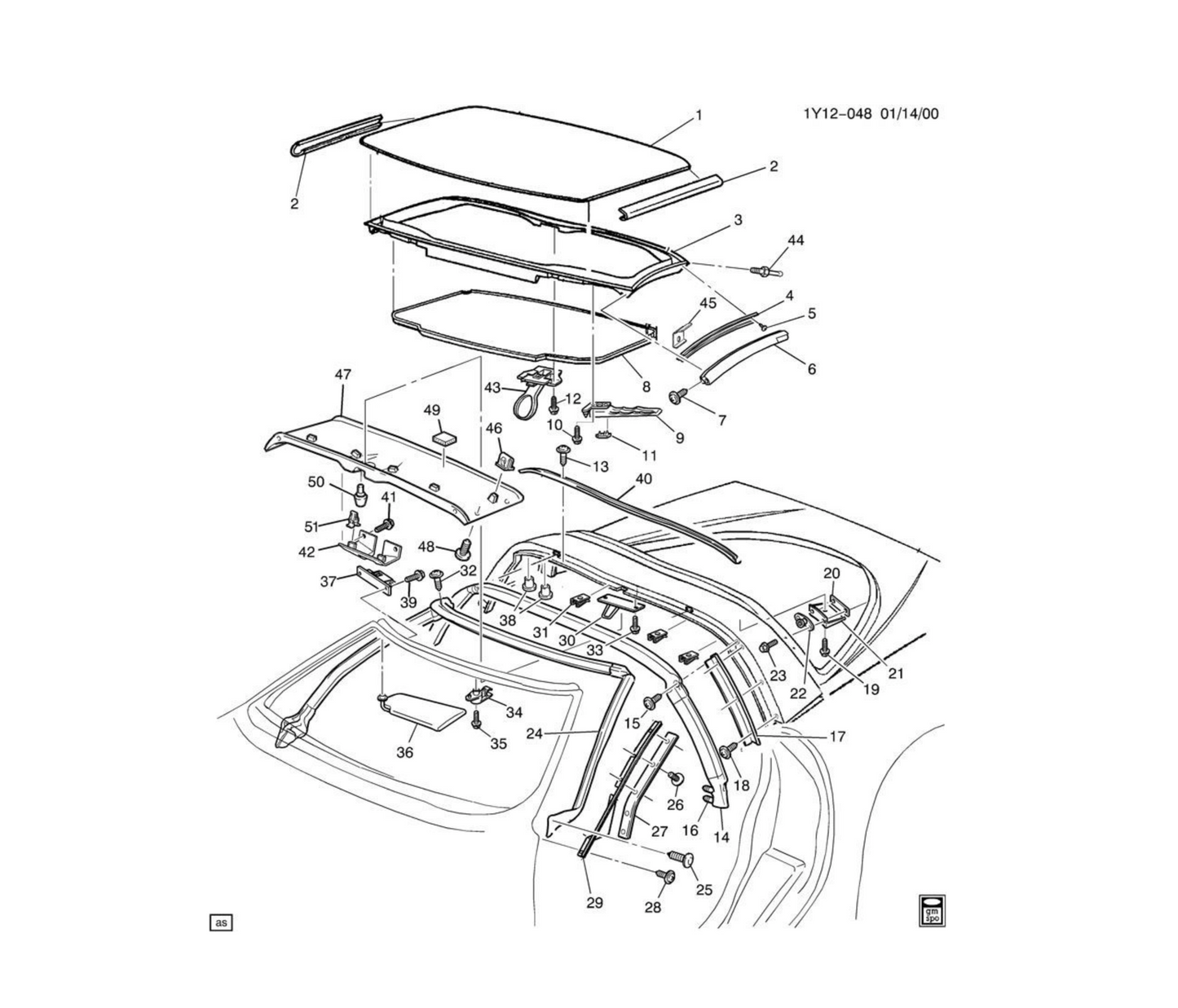 1997-2004 C5 Corvette Roof Side Weatherstrips / Gaskets