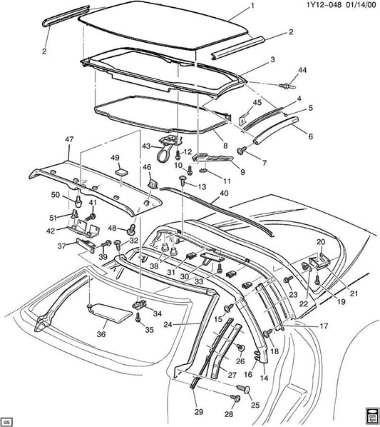 1997-2004 C5 Corvette Roof Side Edge Trim Drip Channels