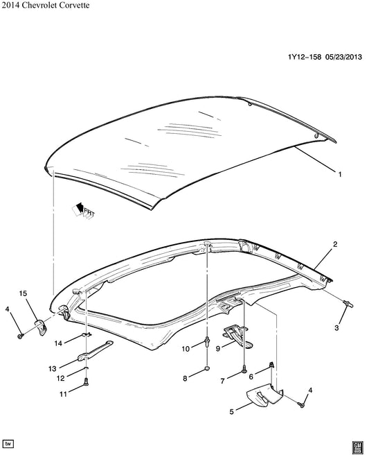 2014-2019 C7 Corvette Roof Front Corner Cap, Bracket Right GM#22786812