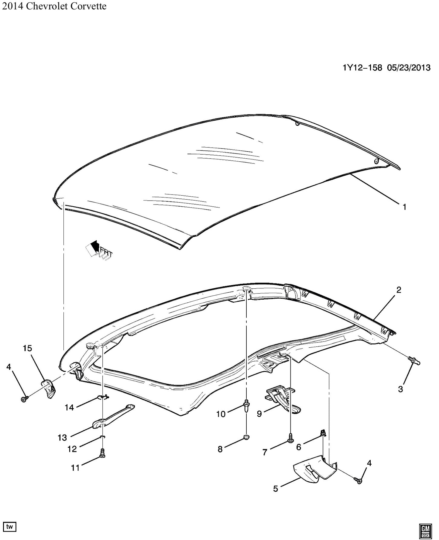2014-2019 C7 Corvette Roof Front Corner Cap, Bracket Left GM#22786813