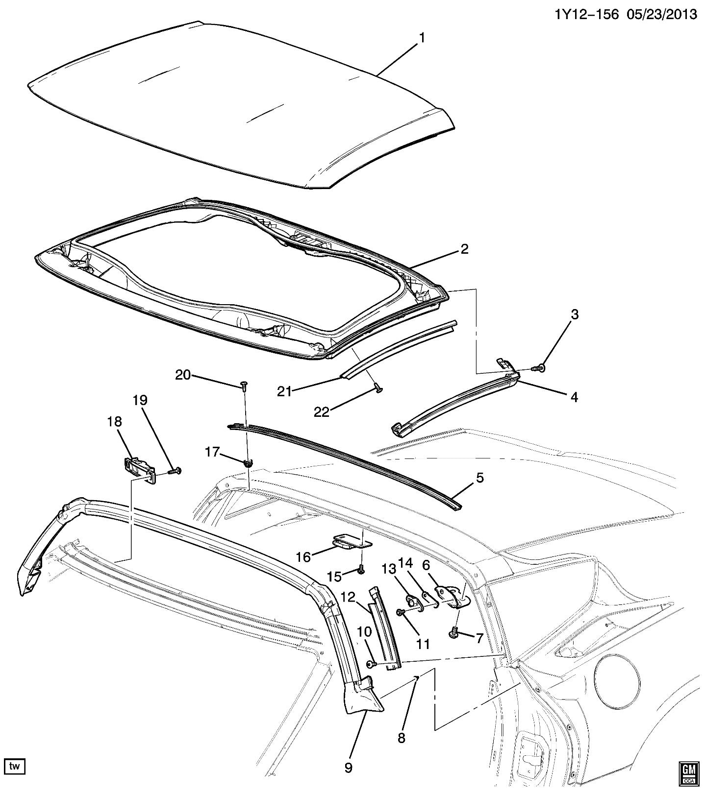 2014-2019 C7 Corvette Roof Side Weatherstrip Channel, Right GM#20984908