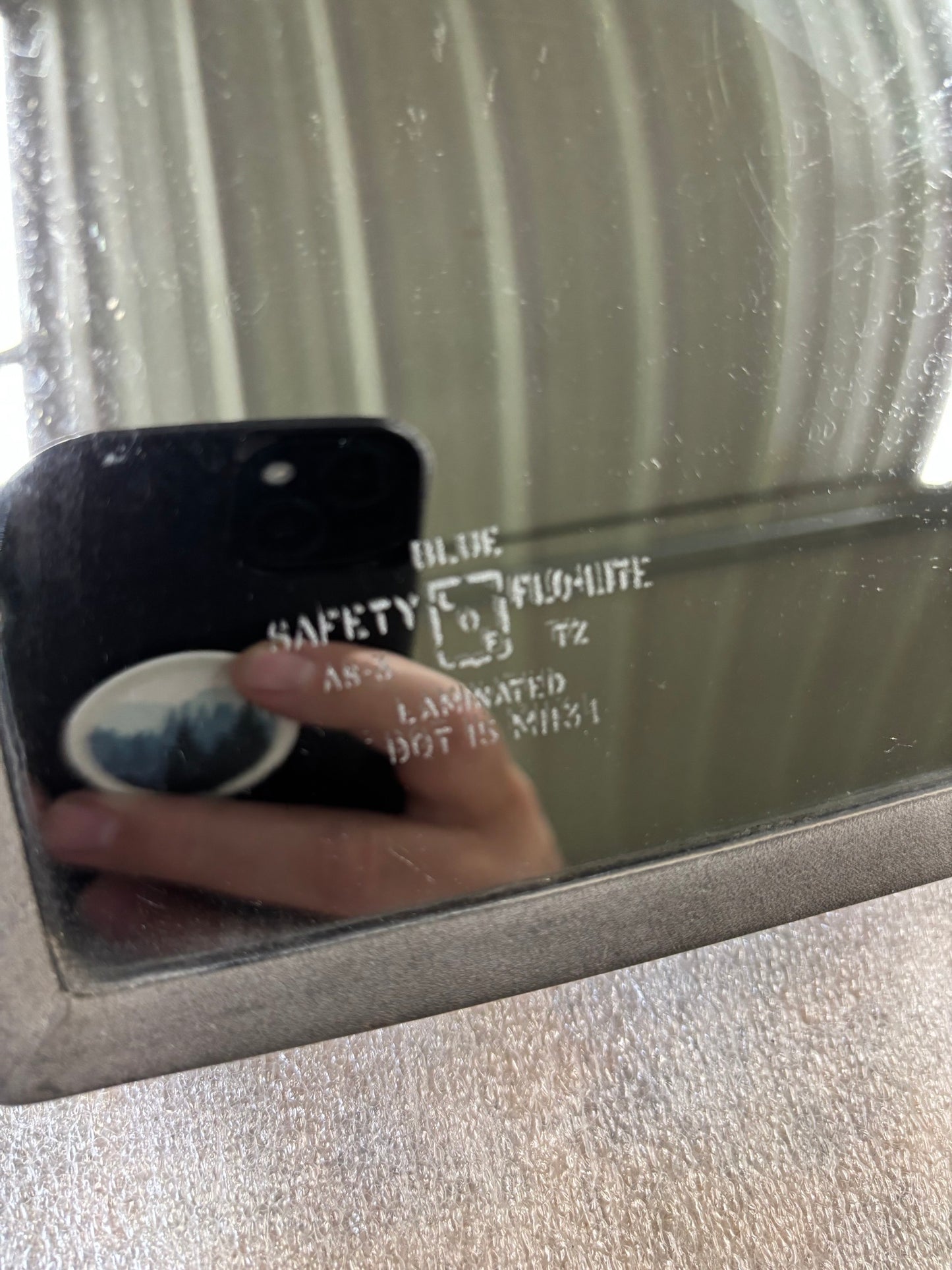 Orig. RH / Pass. Side Mirrored Blue Laminated M1131 Glass T-Top