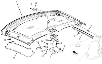 C8 Corvette LH Roof Interior Side Trim Panel/ Cloth 1lt 2lt GM#84746963